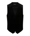 Tagliatore Button-down Cotton Waistcoat In Black