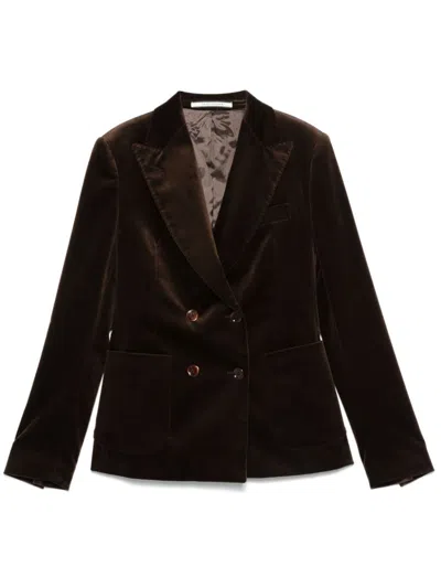 Tagliatore Velvet Blazer In Brown