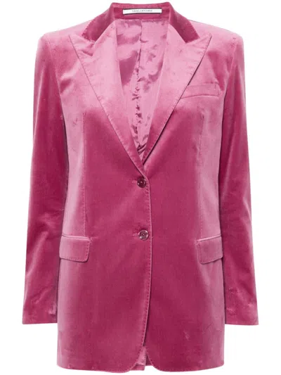 Tagliatore Velvet Blazer In Pink