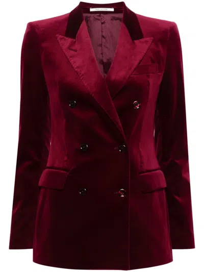 Tagliatore Velvet Blazer In Red