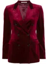 Tagliatore Velvet Blazer In Red