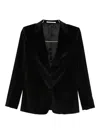 Tagliatore Velvet Button Blazer In Black