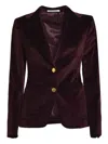 Tagliatore Velvet Button-fastening Blazer In Purple