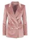 Tagliatore Velvet Double-breasted Jacket In Pink