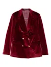 Tagliatore Velvet Double-breasted Jacket In Red