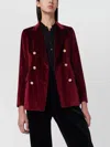 Tagliatore Velvet Double Breasted Jacket In Red