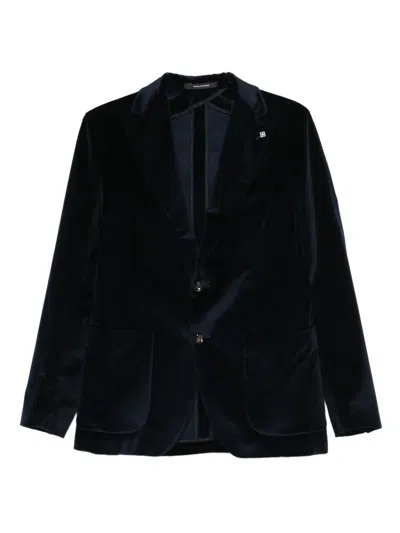 Tagliatore Velvet Patch-pocket Blazer In Blue