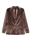 Tagliatore Velvet Patch-pocket Blazer In Brown