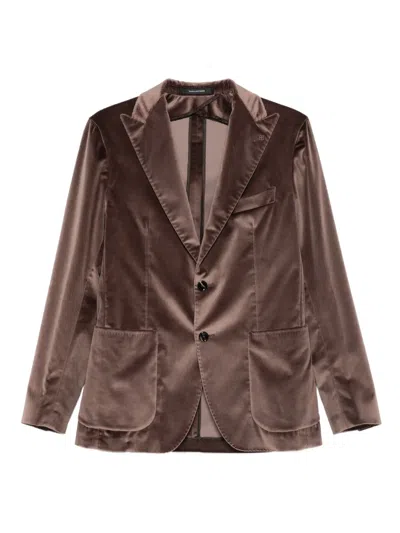 Tagliatore Velvet Patch-pocket Blazer In Brown