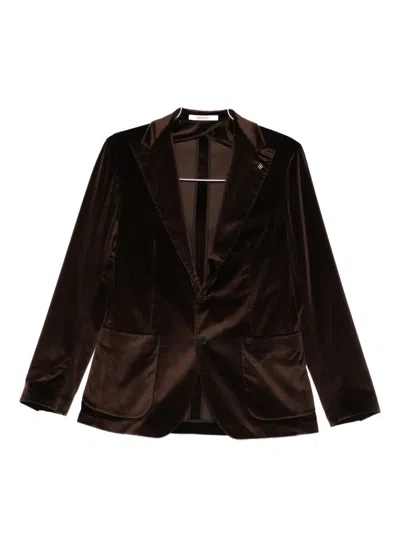 Tagliatore Velvet Patch-pocket Blazer In Brown