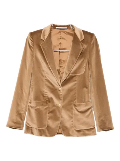 Tagliatore Velvet Patch-pocket Blazer In Brown