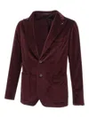 Tagliatore Velvet Two-button Jacket In Burgundy