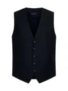 Tagliatore Wool Vest With Adjustable Buckle Strap In Black