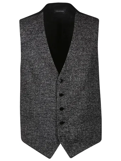 Tagliatore Man Vest Midnight Blue Size 42 Polyester In Nero