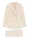 Tagliatore Linen Double-breasted Suit In Taupe