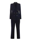 Tagliatore Paris Suit In Black Virgin Wool Blend In Blue