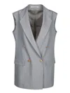 Tagliatore Pinstriped Double-breasted Tailored Vest In Grey