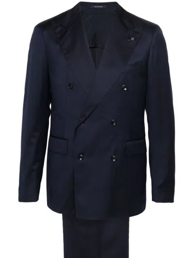 Tagliatore Vesuvio Double-breasted Wool Suit In Blue