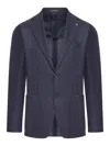 Tagliatore Pique-texture Single-breasted Blazer In Blue