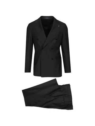 Tagliatore Vesuvio Double-breasted Suit In Black