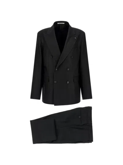 Tagliatore Vesuvio Double-breasted Suit In Black