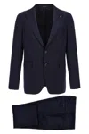 Tagliatore Notch Lapel Single Breasted Suit Dress In Blue
