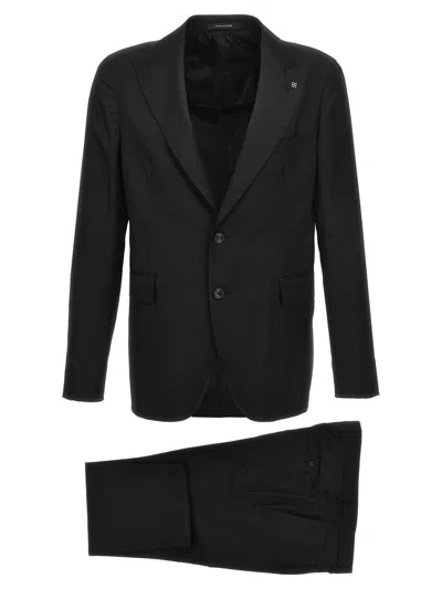 Tagliatore Brooch-detail Single-breasted Suit In Black