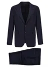 Tagliatore Notch Lapel Single Breasted Suit Dress In Blue