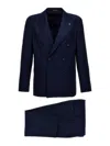 Tagliatore 'vesuvio' Double-breasted Suit With Slim Trousers And Back Vent In Azul