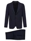 Tagliatore Notch Lapel Single Breasted Suit Dress In Blue