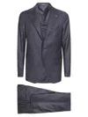 Tagliatore Striped Pattern Suit Notch Lapel In Blue