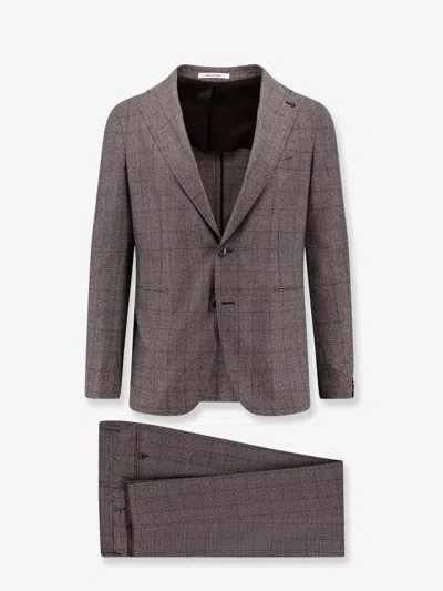 Tagliatore Vesuvio Prince Of Wales Suit In Gray