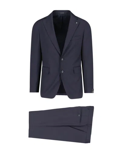 TAGLIATORE VESUVIO SINGLE-BREASTED SUIT IN BLUE VIRGIN WOOL