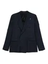 Tagliatore Peak-lapel Double-breasted Blazer In Blue