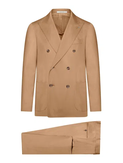 Tagliatore Vesuvio Suit With Double Breasted Jacket In Brown