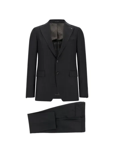 Tagliatore Virgin Wool Single-breasted Coat In Black