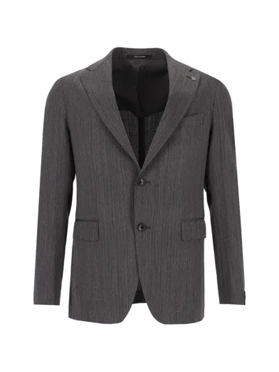 Tagliatore Vesuvius Herringbone Wool Suit In Gray