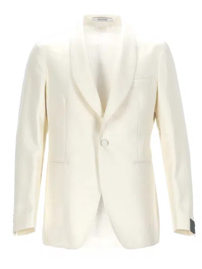 Tagliatore Vesuvius Virgin Wool Shawl Blazer In Neutral
