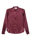 Tagliatore Violet Silk Blend Shirt With Tailored Fit In Burgundy