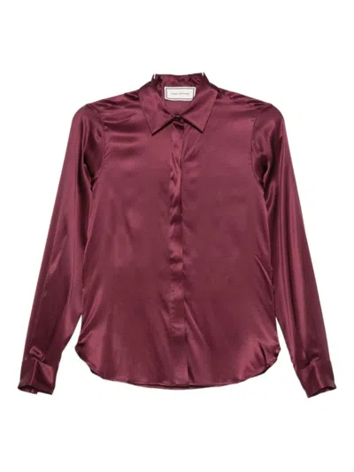 TAGLIATORE VIOLET SILK BLEND SHIRT WITH TAILORED FIT