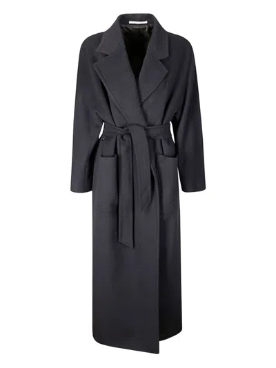 Tagliatore Virgin Wool And Cashmere Coat In Black