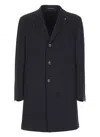 Tagliatore Single-breasted Wool Chacemire Coat In Blue