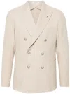 TAGLIATORE VIRGIN WOOL AND COTTON DOUBLE-BREASTED BLAZER