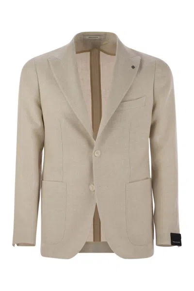 TAGLIATORE TAGLIATORE VIRGIN WOOL AND LINEN JACKET