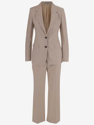 Tagliatore Virgin Wool And Silk Suit In Beige