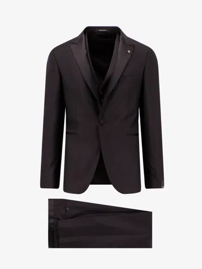 Tagliatore Virgin Wool And Silk Tuxedo With Vest In Black