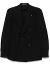 Tagliatore Double-breasted Wool Blazer In Black