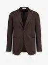 Tagliatore Square Pattern Blazer With Lapel And Pockets In Brown