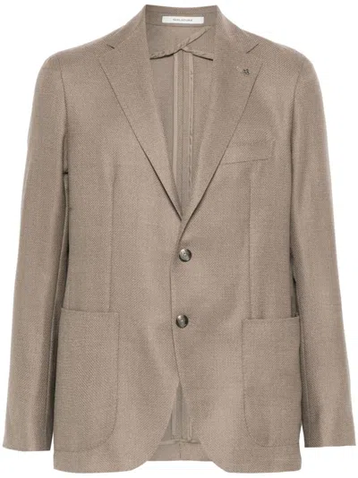 Tagliatore Virgin Wool Blazer In Brown