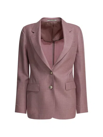 Tagliatore Single-breasted Blazer In Virgin Wool Jackets And Coats Pink